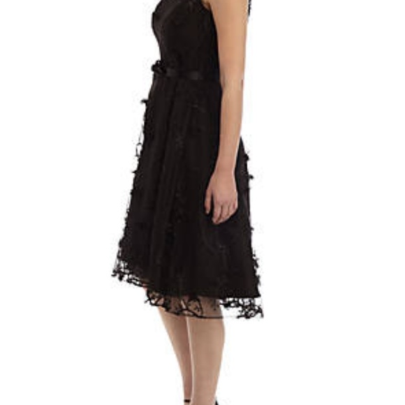 Sleeveless Floral Mesh Fit and Flare Dress - Picture 3 of 5